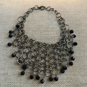 Gunmetal and Black Bead Chain Mail Necklace